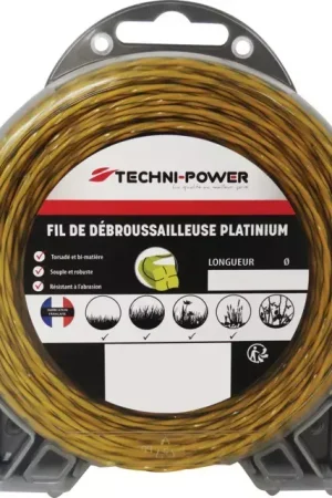 Authentique Fil de débroussailleuse nylon torsadé platinium ø2mm / 15 m Techni Power