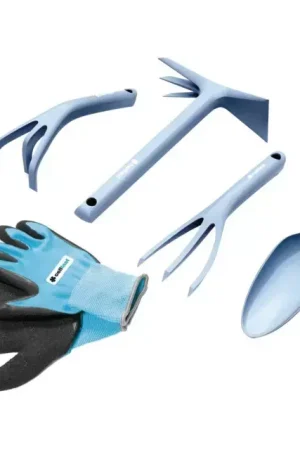 Set d‘outils pastel bleu + gants de jardinage Cellfast Remise