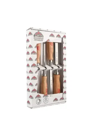 Coffret de 4 Ciseaux à Bois Stubai - Largeur 12, 16, 20, 24 mm - Manche en bois Commande En Gros