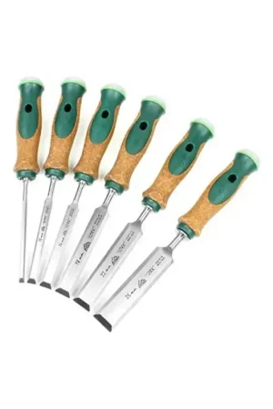 Coffret de 6 Ciseaux à Bois Stubai - Largeur 6, 10, 14, 18, 22, 26 mm - Manche en Liège Vente Flash