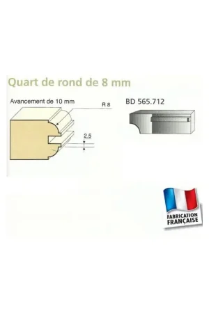Authentique Jeu de 2 Couteaux QUART DE ROND 8mm - Travail par dessus - Le ravageur BD565712