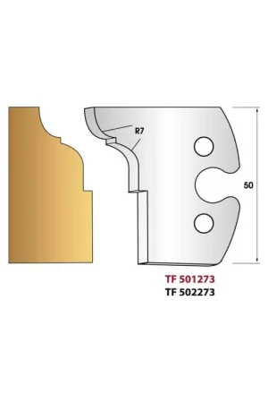 Meilleur Choix Jeu de 2 fers de toupie hauteur 50mm n°273 - CONGE ET QUART DE ROND RAYON 7 MM