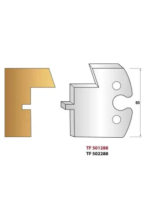 Pas Cher Jeu de 2 fers de toupie hauteur 50mm n°288 - PROFILAGE INTERIEUR DORMANT CHANFREIN 20°