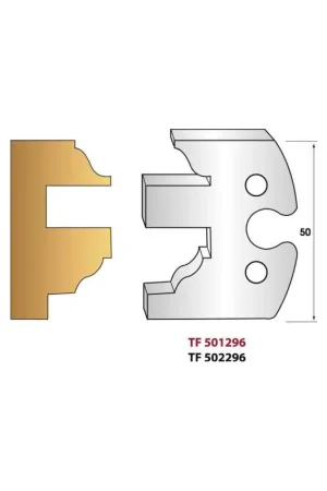 Prix Promo Jeu de 2 fers de toupie hauteur 50mm n°296 - PROFILAGE INTERIEUR OUVRANT DOUCINE