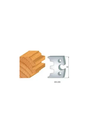 Pas Cher Jeu de 2 fers de toupie hauteur 50mm n°309 - ASSEMBLAGE RAINURE LANGUETTE MADRIER DOUBLE MALE