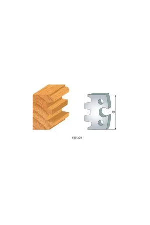 Jeu de 2 fers de toupie hauteur 50mm n°308 - ASSEMBLAGE RAINURE LANGUETTE MADRIER DOUBLE FEMELLE Certifié