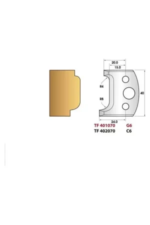 Acheter Direct Jeu de 2 fers de toupie n°070 pour moulure, hauteur 40 mm
