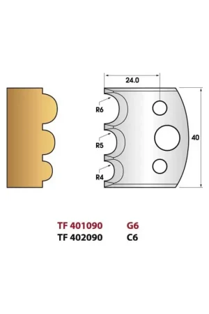 Bon Plan Jeu de 2 fers de toupie n°090 profil tourillons, hauteur 40 mm
