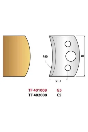 Jeu de 2 fers de toupie n°008 pour main courante hauteur 40 mm Nouveauté