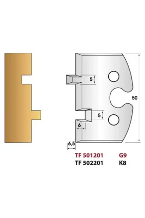 Jeu de 2 fers de toupie hauteur 50mm n°201 - ASSEMBLAGE RAINURE ET LANGUETTE 5 MM Achetez Aujourd'hui