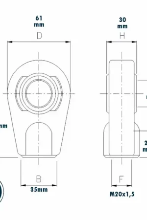 Marque Support rotule Ø25 fileté M20x1,5