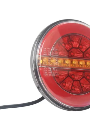 Feu arrière rond LED 12/24V 3 fonctions droit 136mm Super Prix