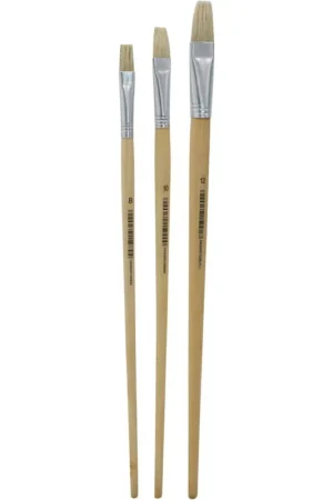 3 pinceaux fins plats 8/10/12mm poils naturels acrylique Petit Prix